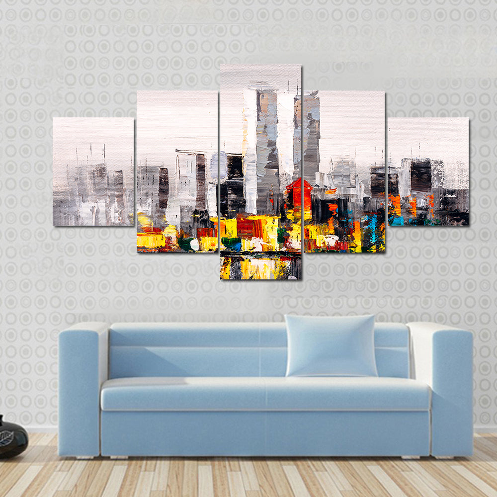 Abstract New York City Skyline with Reflection Canvas Wall Art
