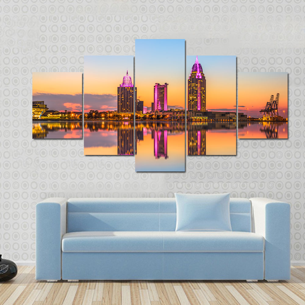 Alabama Downtown Skyline at Dusk Canvas Wall Art
