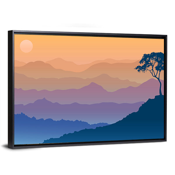 Sunrise Over Layered Mountain Ranges Canvas Wall Art