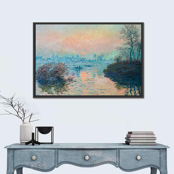 Claude Monet Sunrise Over River Canvas Wall Art