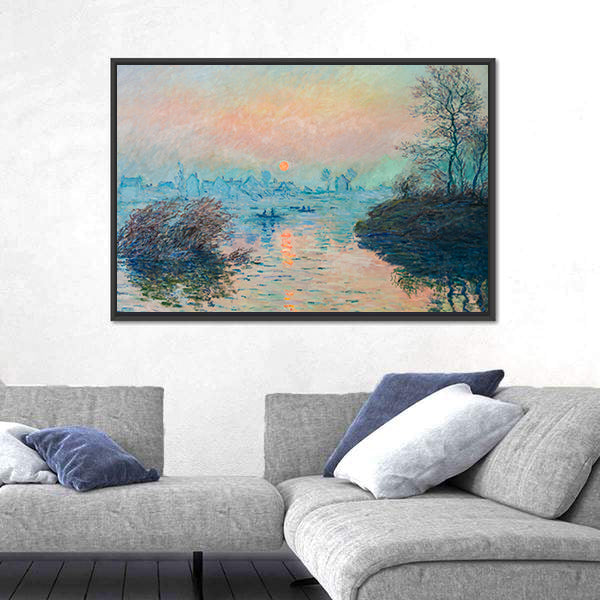 Claude Monet Sunrise Over River Canvas Wall Art
