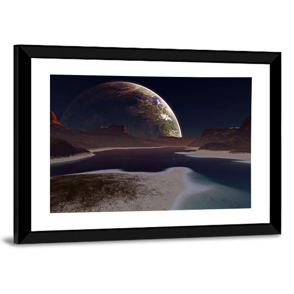 Alien Moon Rising Canvas Wall Art