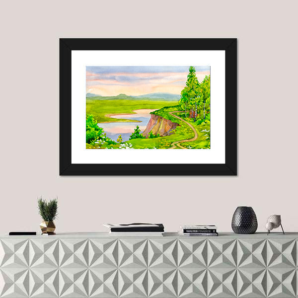 Watercolor Spring Landscape Canvas Wall Art