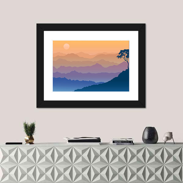 Sunrise Over Layered Mountain Ranges Canvas Wall Art