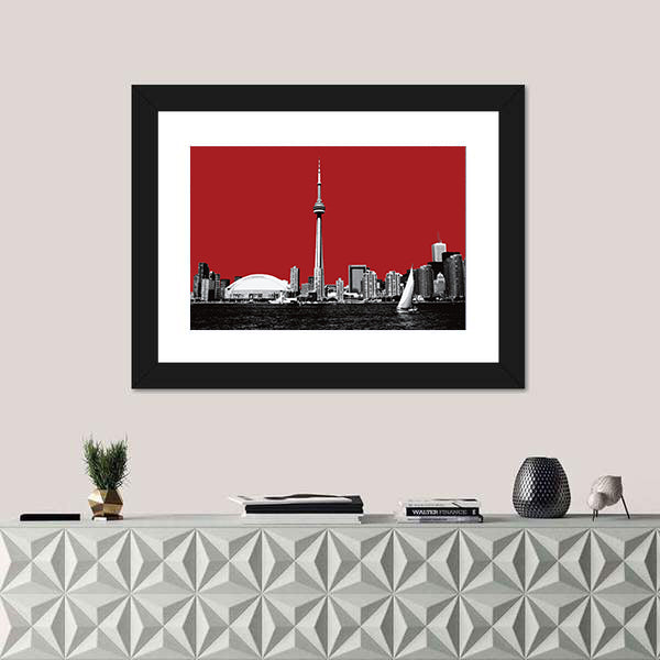 Toronto Skyline with Red Sky Canvas Wall Art