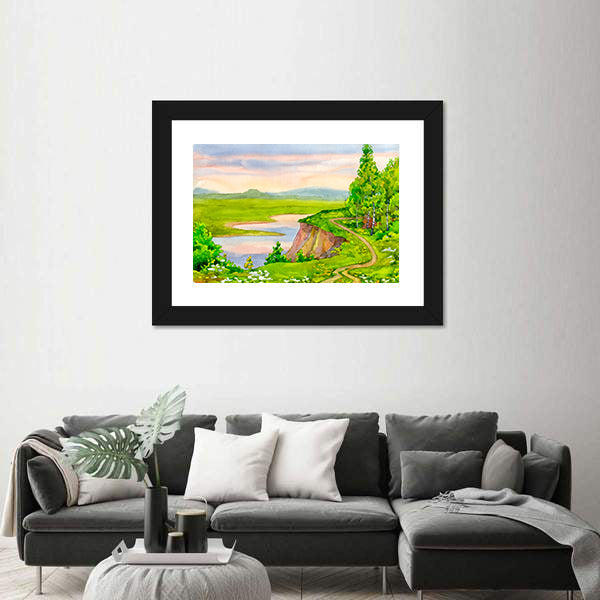 Watercolor Spring Landscape Canvas Wall Art