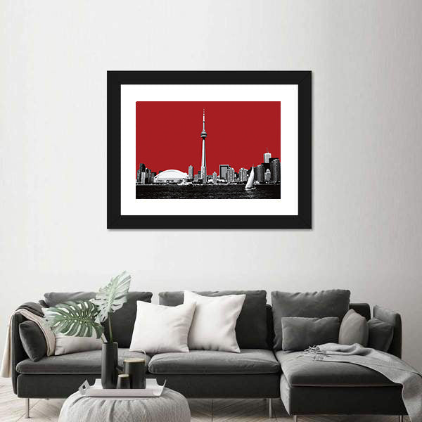 Toronto Skyline with Red Sky Canvas Wall Art