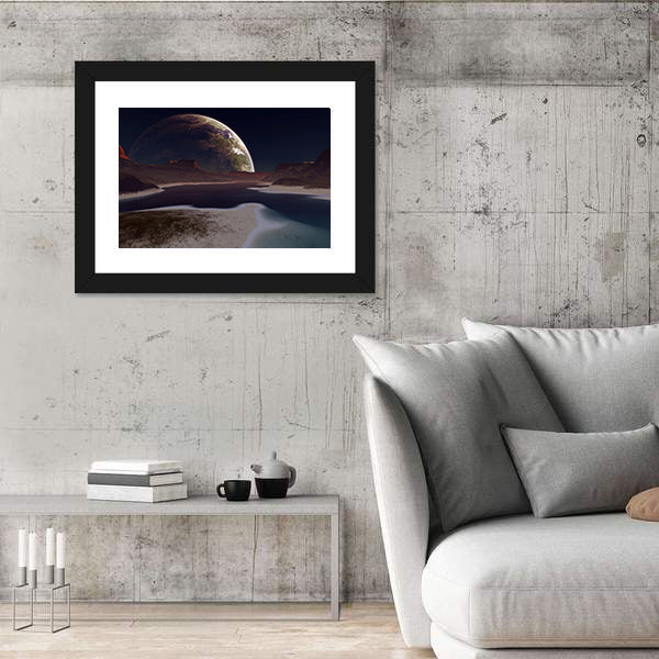 Alien Moon Rising Canvas Wall Art