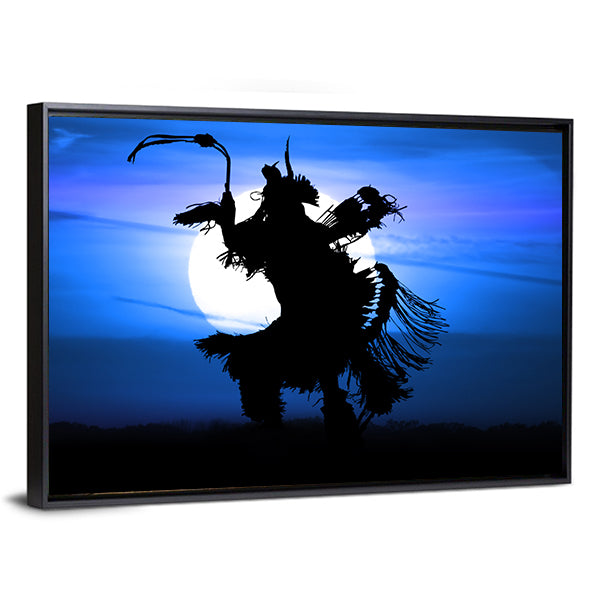 Native American Dancer Silhouette Canvas Wall Art