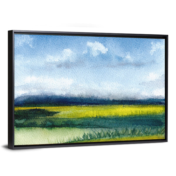 Hand-drawn Fields Watercolor Canvas Wall Art