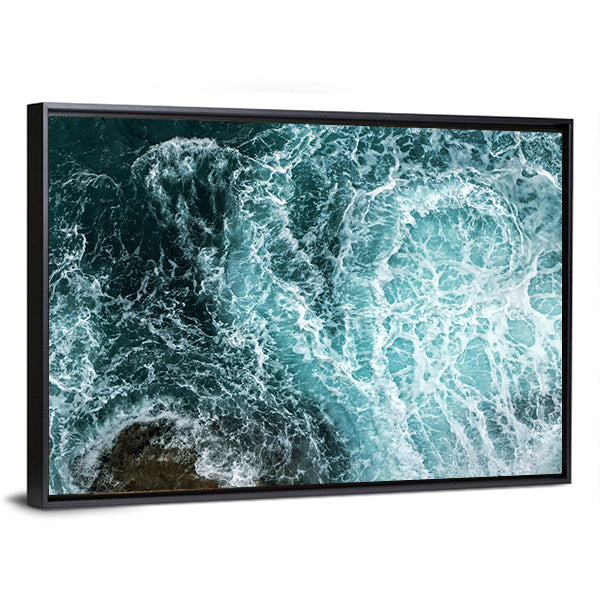 Waves In Blue Ocean Canvas Wall Art