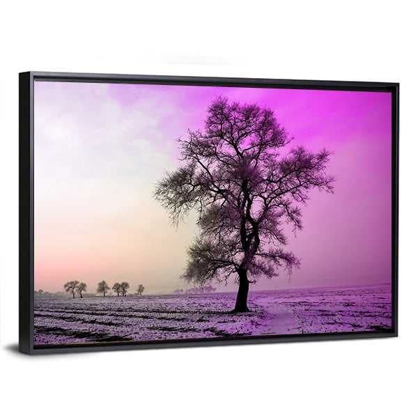 Winter Landscape In Morning Canvas Wall Art