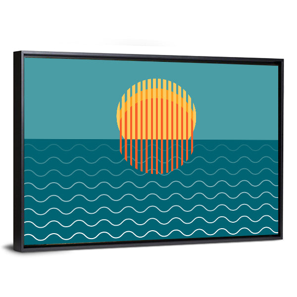 Minimalist Sunset Over Ocean Canvas Wall Art