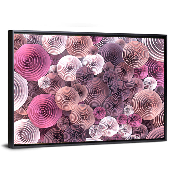 Quilled Paper Roses Abstract Canvas Wall Art