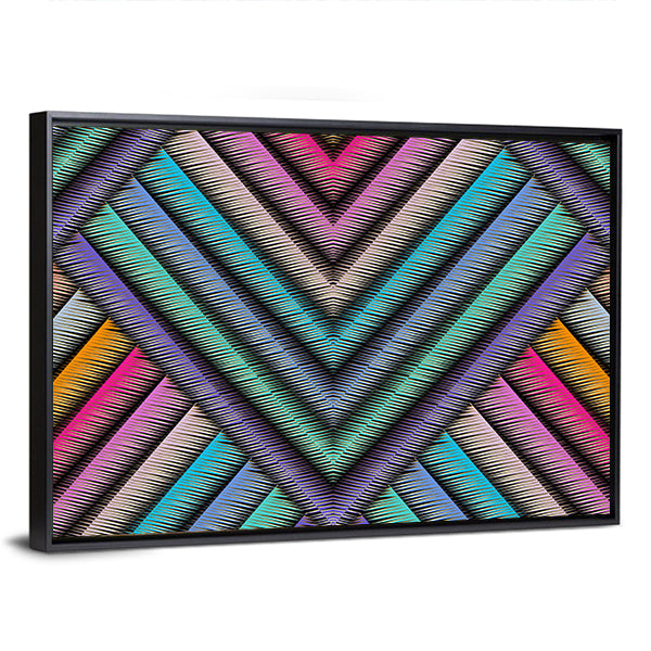 3d Striped Embroidery Chevron Canvas Wall Art