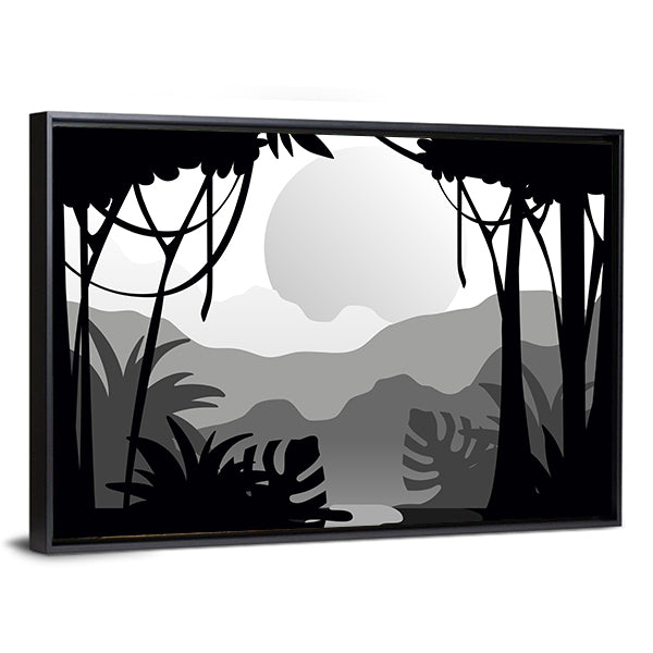 Tropical Forest Silhouette Canvas Wall Art