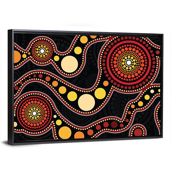 Connection Concept Aboriginal Dot Painting Canvas Wall Art