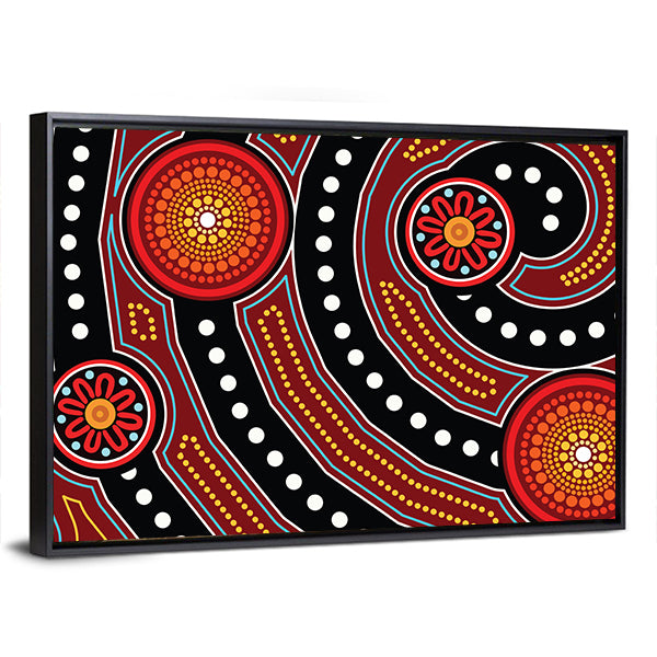 Aboriginal Dot Painting Motifs Canvas Wall Art