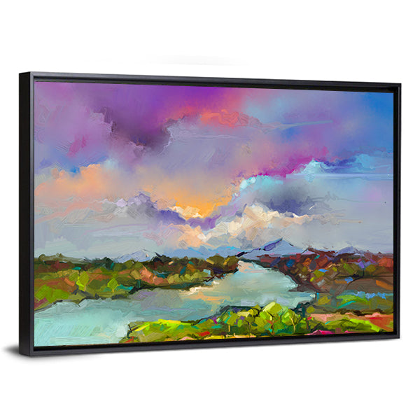 Semi-abstract River Landscape Canvas Wall Art