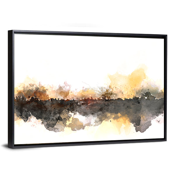 Sunlit Misty Forest Watercolor Canvas Wall Art