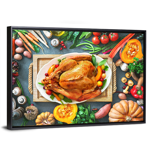 Thanksgiving Roasted Turkey Canvas Wall Art