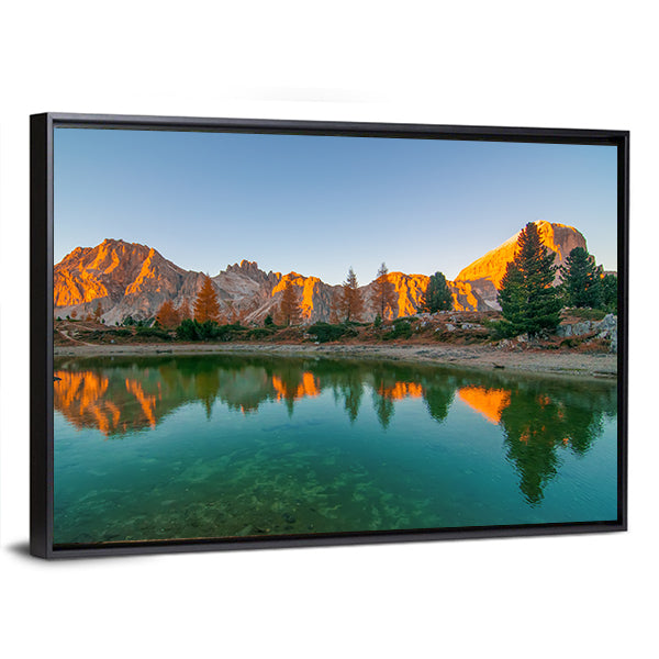 Limides Lake Reflection at Golden Hour Canvas Wall Art