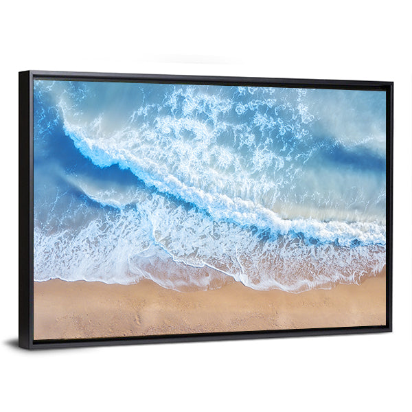 Beach And Waves From Top Canvas Wall Art