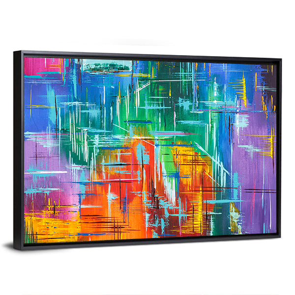 Colorful Geometric Grid Abstract Canvas Wall Art