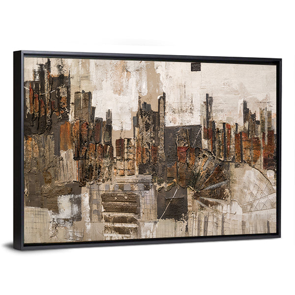 Textured Abstract Urban Skyline Canvas Wall Art