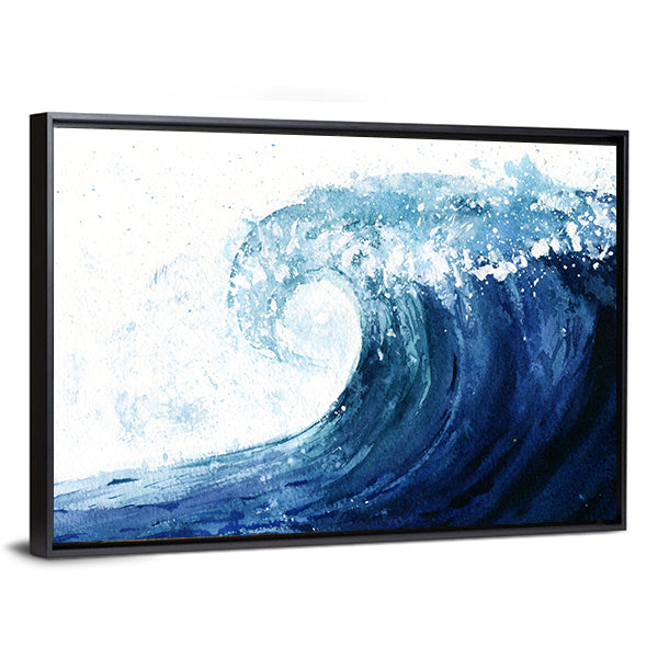 Crashing Ocean Wave Illustration Canvas Wall Art
