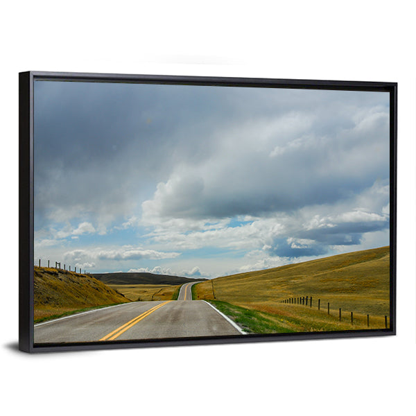 Driving On The Open Road In Big Sky Country Montana Canvas Wall Art