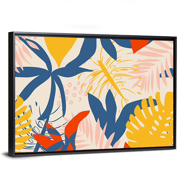 Summer Tropical Leaf Pattern Canvas Wall Art