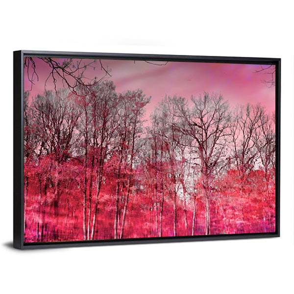 Surreal Pink Winter Forest Canvas Wall Art