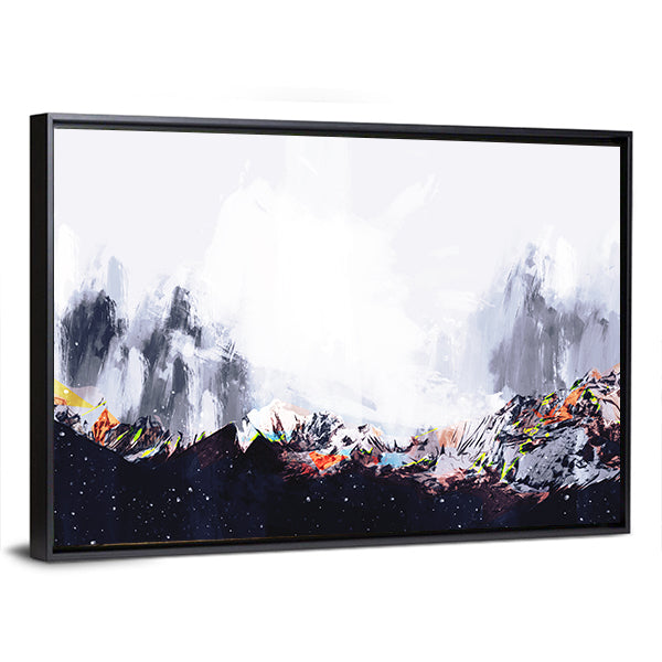 Abstract Snow-capped Mountain Range with Orange Ridges Canvas Wall Art