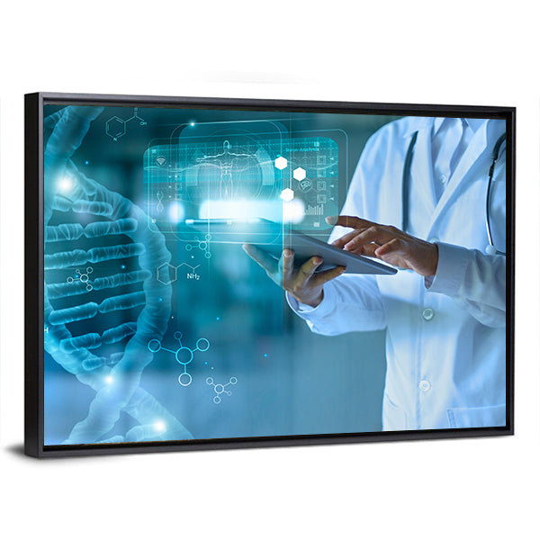 Medical Technology Concept with Doctor and Holographic Display Canvas Wall Art