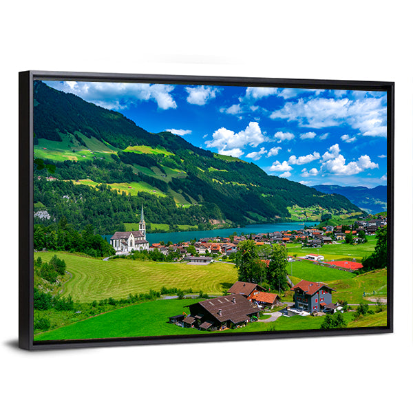 Swiss Village Lungern In Switzerland Canvas Wall Art