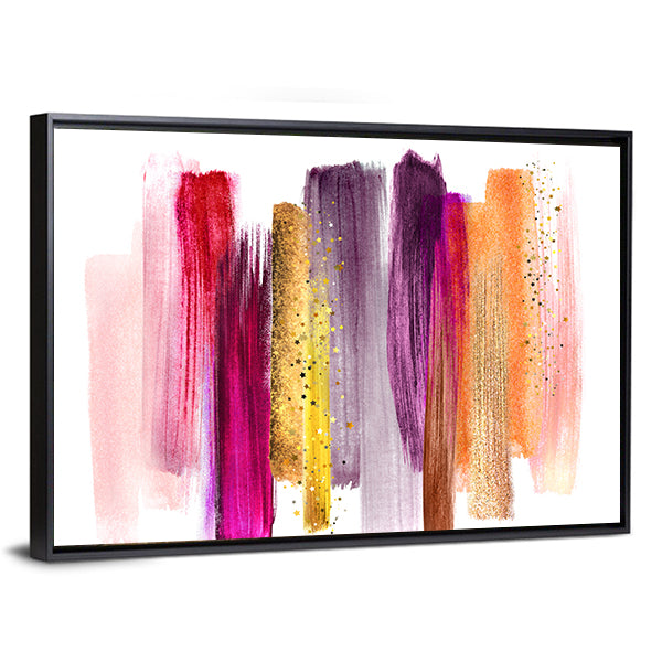Watercolor Brush Strokes with Gold Highlights Canvas Wall Art
