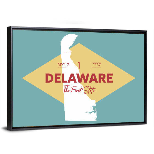 Vintage Delaware Map Canvas Wall Art