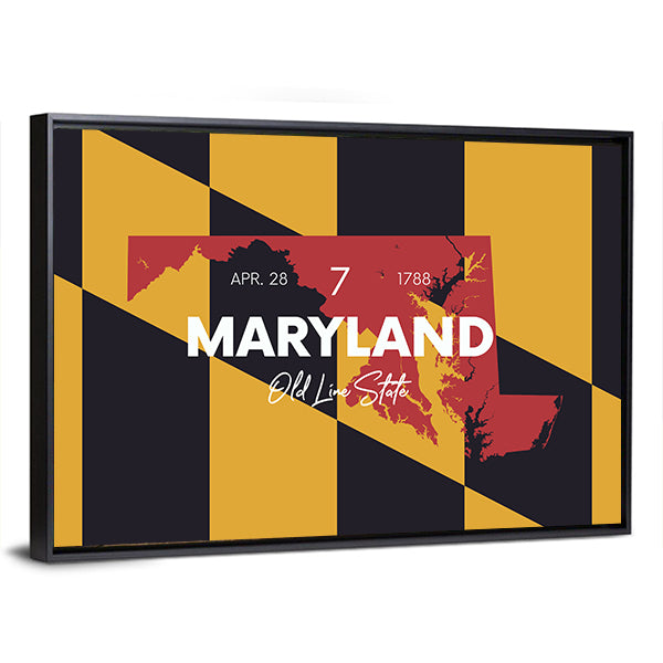 Maryland Flag Map Canvas Wall Art