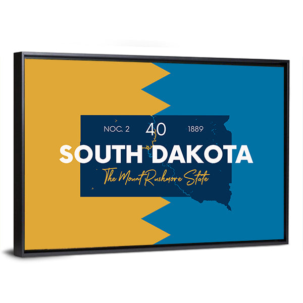 South Dakota State Map Canvas Wall Art