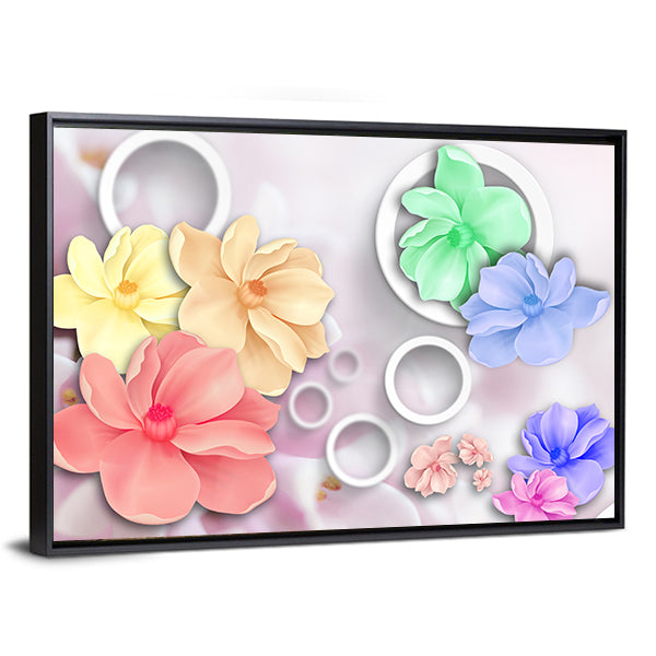 Layered Pastel Floral Ornament Canvas Wall Art