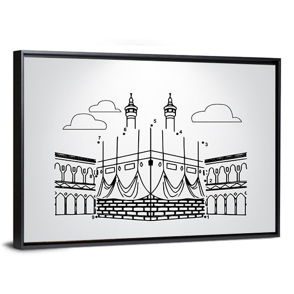 Kaaba Numbered Dot Puzzle Illustration Canvas Wall Art