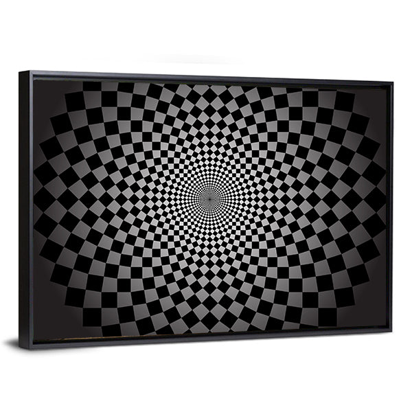 Concentric Checkered Vortex Canvas Wall Art