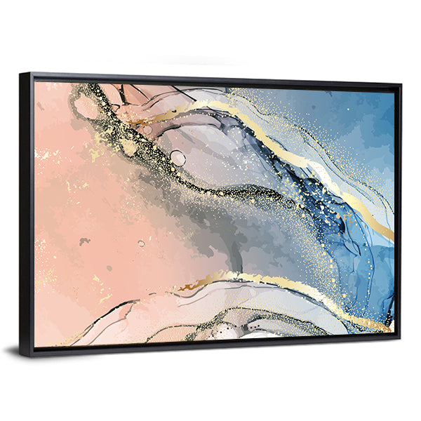 Pastel Marble Abstract with Gold Veins Canvas Wall Art