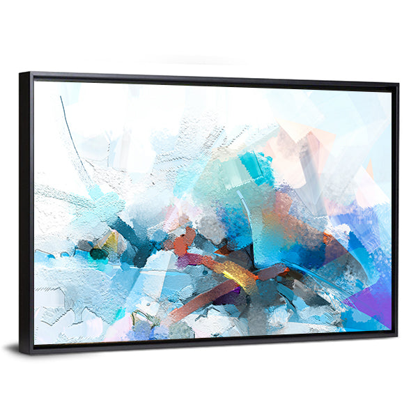 Oil Brushstroke Abstract in Blue and Orange Canvas Wall Art