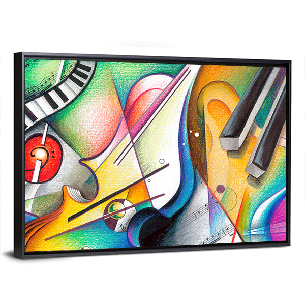 Hand-drawn Musical Abstraction Canvas Wall Art