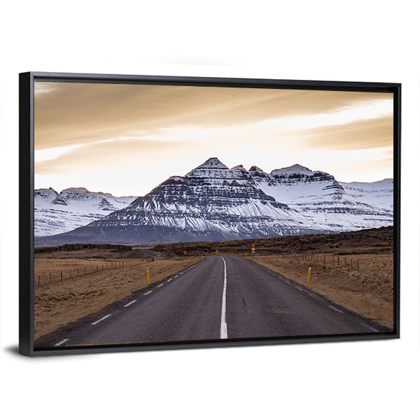Ring Road At Sunset In East Fjords In Iceland Canvas Wall Art