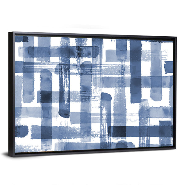 Blue Grunge Cross Geometric Shapes Canvas Wall Art