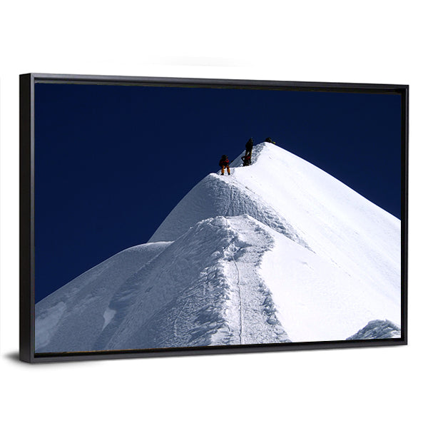 Climbers on Nepal Mountain Peak Canvas Wall Art