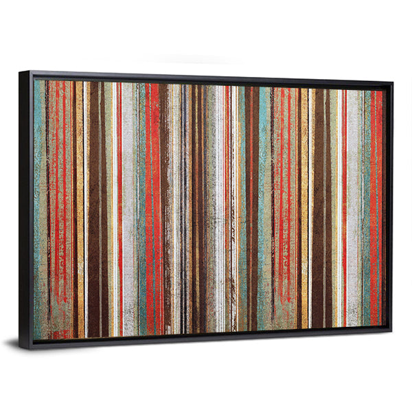 Vintage Shabby Striped Wallpaper Canvas Wall Art